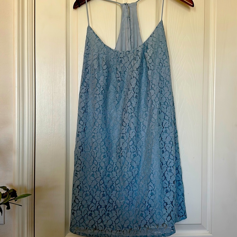Lucy Love light blue lace mini dress. Large. NWT.